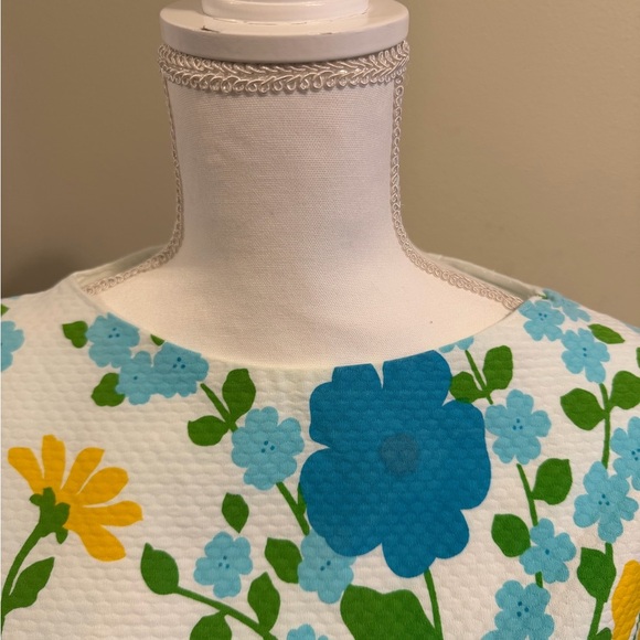True Vintage Malia Honolulu Barkcloth Hawaiian Floral Fit & Flare Dress S/M - Picture 5 of 8
